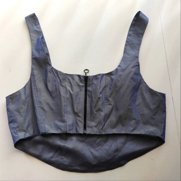 ASOS DESIGN Corset Top In Iridescent Blue Co-Ord. Size 8 - Picture 9 of 16